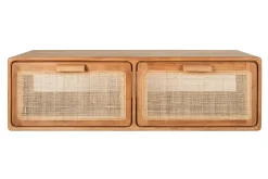 Meuble de salle de bain suspendu en bois teck massif et cannage rotin L120 cm BALIA