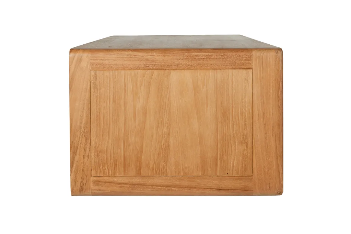 Meuble de salle de bain suspendu en bois teck massif et cannage rotin L120 cm BALIA