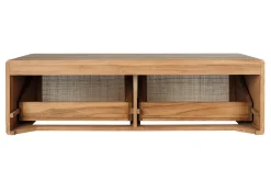 Meuble de salle de bain suspendu en bois teck massif et cannage rotin L120 cm BALIA