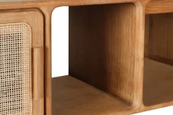 Meuble de salle de bain suspendu en bois teck massif et cannage rotin L120 cm BALIA