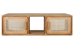 Meuble de salle de bain suspendu en bois teck massif et cannage rotin L120 cm BALIA