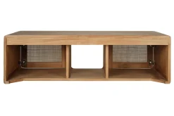 Meuble de salle de bain suspendu en bois teck massif et cannage rotin L120 cm BALIA