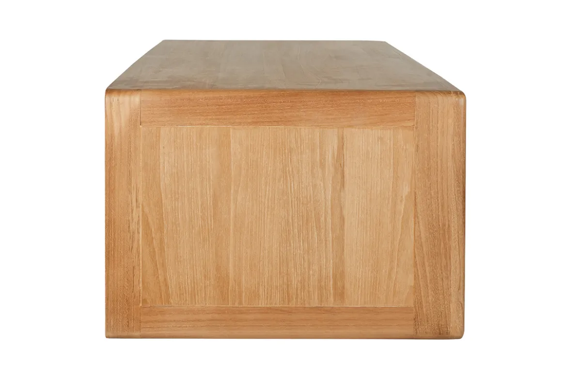Meuble de salle de bain suspendu en bois teck massif et cannage rotin L120 cm BALIA