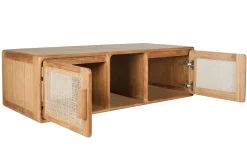 Meuble de salle de bain suspendu en bois teck massif et cannage rotin L120 cm BALIA