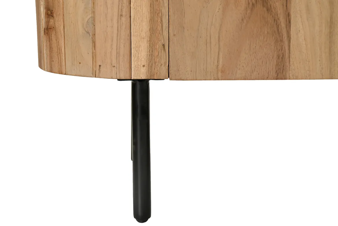 Meuble TV avec rangements en bois massif et métal noir L160 cm NAPOLI