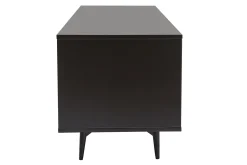 Meuble TV bois foncé noyer, noir mat et métal noir 2 portes 1 tiroir L160 cm MERMOZ