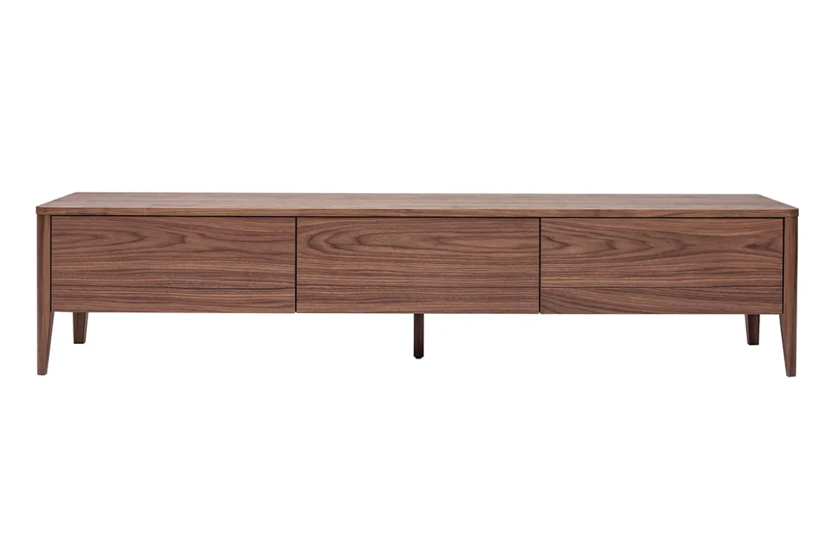 Meuble TV bois foncé noyer 3 tiroirs L180 cm BENJA