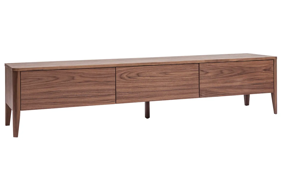 Meuble TV bois foncé noyer 3 tiroirs L180 cm BENJA