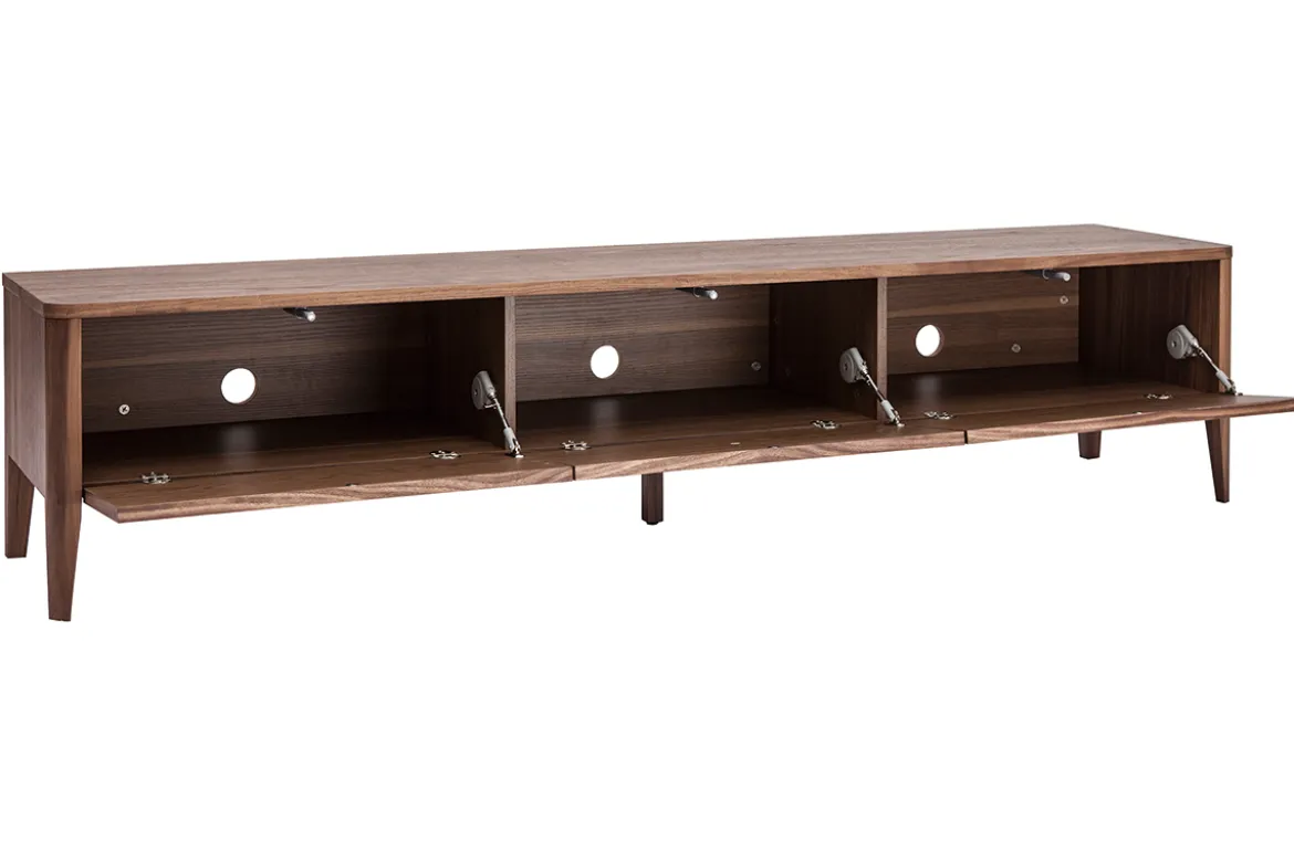 Meuble TV bois foncé noyer 3 tiroirs L180 cm BENJA