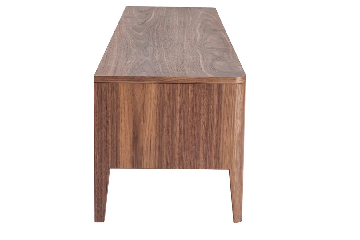 Meuble TV bois foncé noyer 3 tiroirs L180 cm BENJA