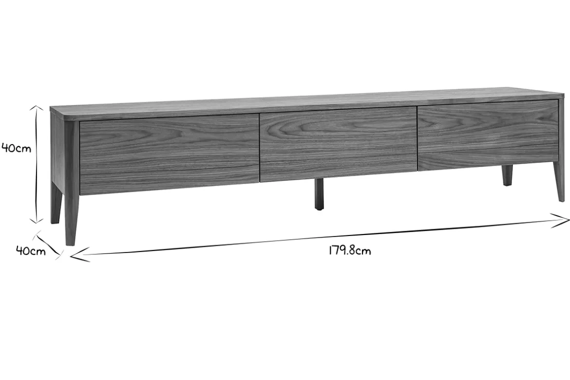Meuble TV bois foncé noyer 3 tiroirs L180 cm BENJA