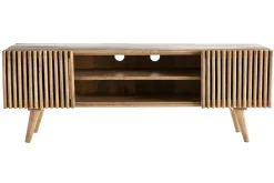 Meuble TV bois manguier massif avec portes coulissantes L140 cm ALBA