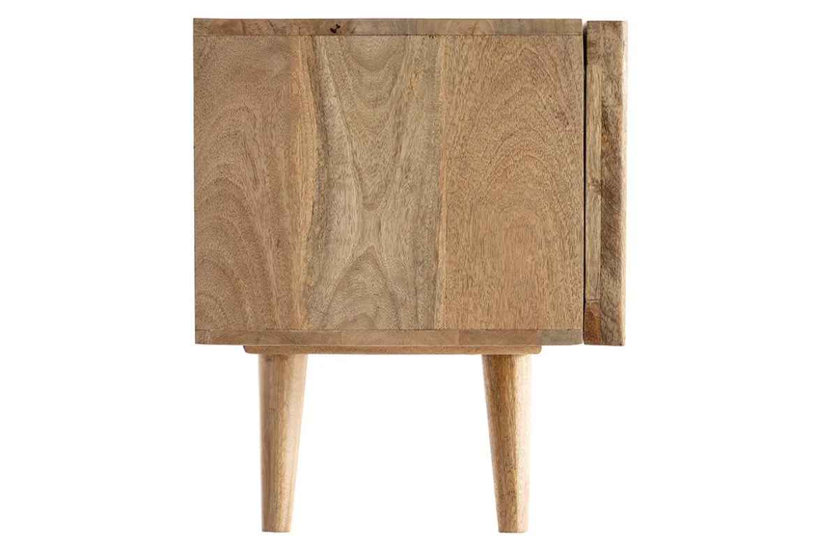 Meuble TV bois manguier massif avec portes coulissantes L140 cm ALBA