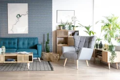 Meuble TV bois manguier massif avec portes coulissantes L140 cm ALBA