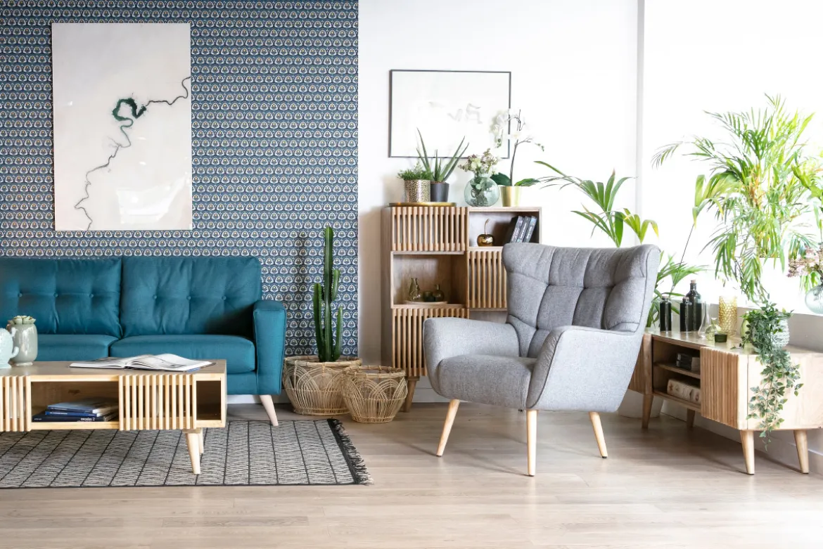 Meuble TV bois manguier massif avec portes coulissantes L140 cm ALBA