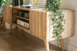 Meuble TV bois manguier massif avec portes coulissantes L140 cm ALBA