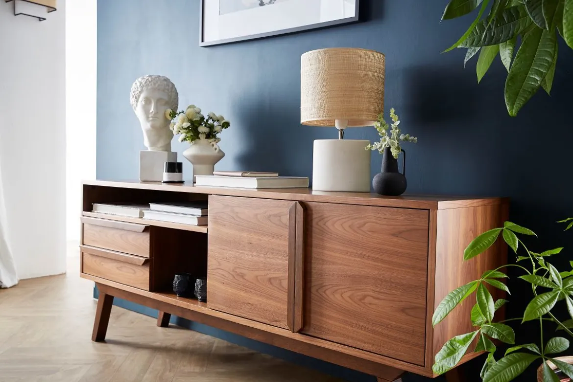 Meuble TV - Buffet vintage bois foncé noyer L160 cm VOLVER