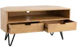 Meuble TV d'angle en bois manguier massif et métal noir L100 cm VIBES