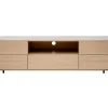 Meuble TV design avec rangements finition bois clair chêne et métal noir L180 cm ALASKA