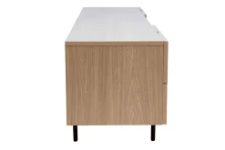 Meuble TV design avec rangements finition bois clair chêne et métal noir L180 cm ALASKA