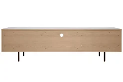 Meuble TV design avec rangements finition bois clair chêne et métal noir L180 cm ALASKA