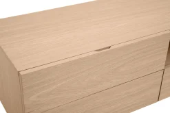Meuble TV design avec rangements finition bois clair chêne et métal noir L180 cm ALASKA