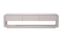 Meuble TV design beige laqué brillant 3 tiroirs L180 cm SAILOR