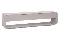 Meuble TV design beige laqué brillant 3 tiroirs L180 cm SAILOR