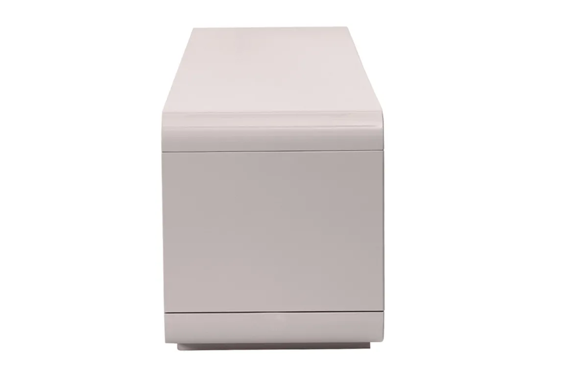 Meuble TV design beige laqué brillant 3 tiroirs L180 cm SAILOR