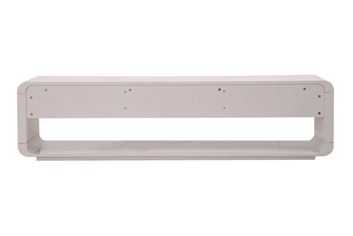 Meuble TV design beige laqué brillant 3 tiroirs L180 cm SAILOR