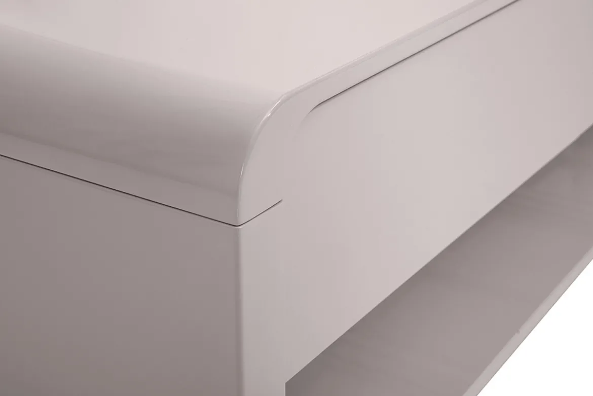 Meuble TV design beige laqué brillant 3 tiroirs L180 cm SAILOR