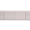 Meuble TV design beige laqué brillant avec rangements L200 cm ISAURE