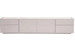 Meuble TV design beige laqué brillant avec rangements L200 cm ISAURE