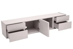 Meuble TV design beige laqué brillant avec rangements L200 cm ISAURE