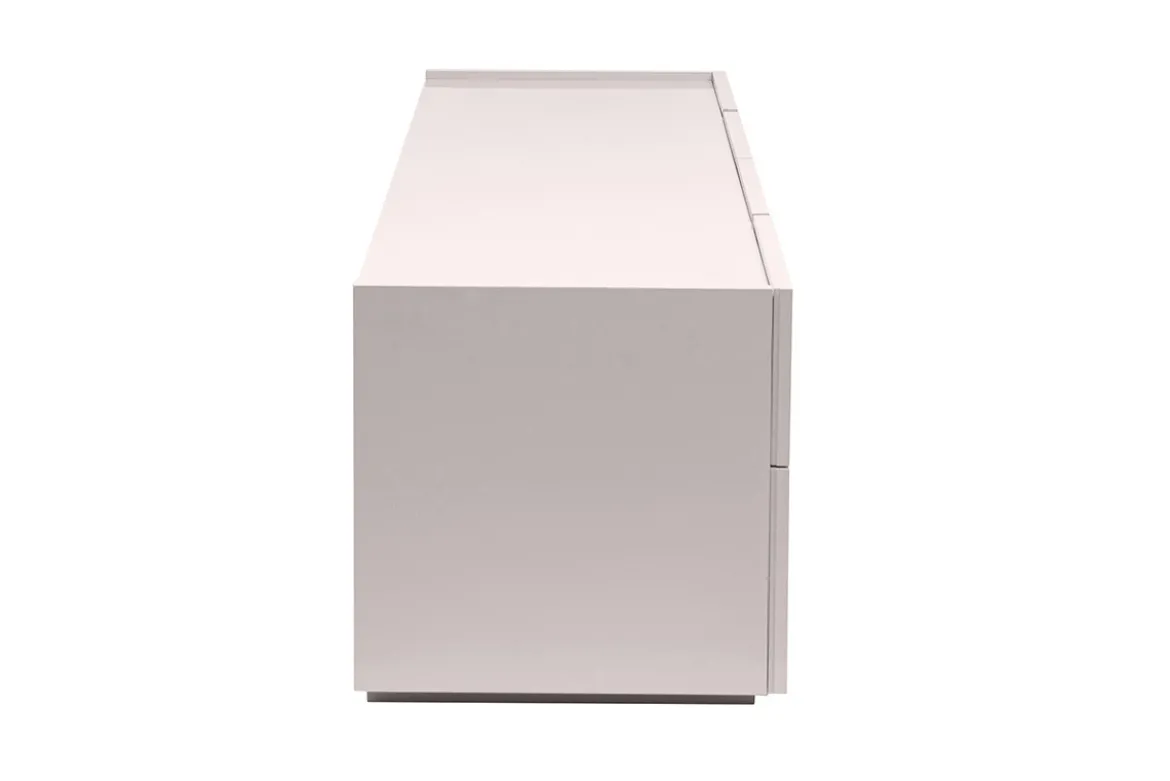 Meuble TV design beige laqué brillant avec rangements L200 cm ISAURE