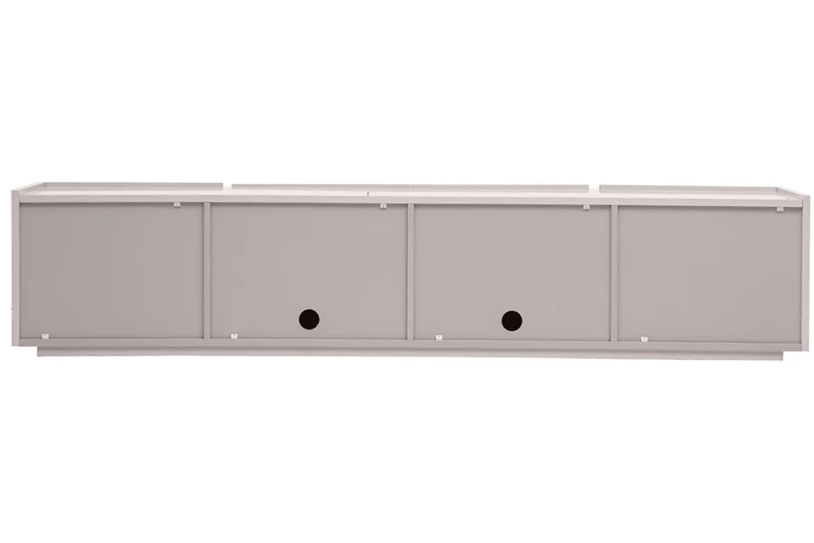 Meuble TV design beige laqué brillant avec rangements L200 cm ISAURE