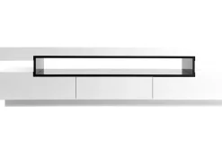 Meuble TV design blanc laqué brillant L200 cm LIVO