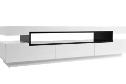 Meuble TV design blanc laqué brillant L200 cm LIVO