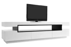 Meuble TV design blanc laqué brillant L200 cm LIVO