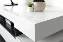 Meuble TV design blanc laqué brillant L200 cm LIVO