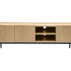 Meuble TV design bois clair et métal noir avec rangements L180 cm SKYE