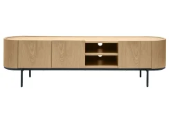Meuble TV design bois clair et métal noir avec rangements L180 cm SKYE