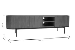 Meuble TV design bois foncé noyer et métal noir avec rangements L180 cm SKYE