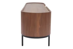Meuble TV design bois foncé noyer et métal noir avec rangements L180 cm SKYE