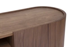 Meuble TV design bois foncé noyer et métal noir avec rangements L180 cm SKYE