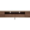 Meuble TV design bois foncé noyer et métal noir 2 portes 2 tiroirs L200 cm BLISS