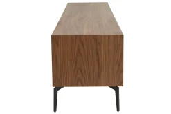 Meuble TV design bois foncé noyer et métal noir 2 portes 2 tiroirs L200 cm BLISS