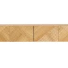 Meuble TV design en bois clair chêne massif gravé et métal noir 4 portes L180 cm ARCHIPEL