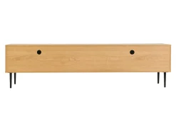 Meuble TV design en bois clair chêne massif gravé et métal noir 4 portes L180 cm ARCHIPEL