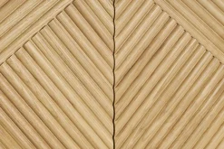 Meuble TV design en bois clair chêne massif gravé et métal noir 4 portes L180 cm ARCHIPEL